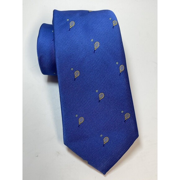 Tommy Hilfiger Racket And Ball Blue Silk Blend Neck Tie New - Picture 1 of 8